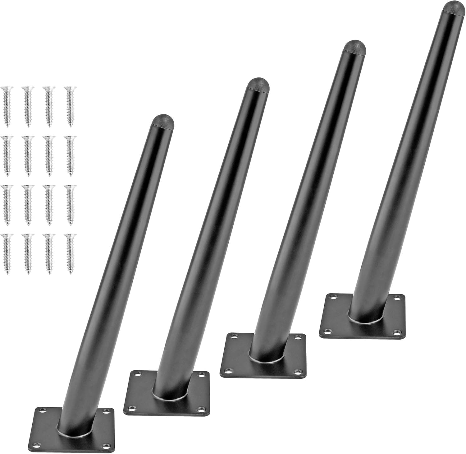 Seimneire 4pcs 12 Inch Furniture Legs, Oblique Conical Metal Legs Matte Black Mid-Century Style Furniture Feet for Sofa Cabinet Table Chair Cupboard Couch Ottoman Home DIY Projects