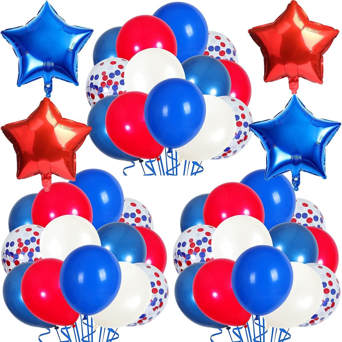 Blue Red White Decoration, 64Pcs Blue Red White Balloons Blue Red Foil Balloons for Baseball Theme Party Baby Shower 4th of July Independence Day Veterans Memorial Day Graduation Party Decorations