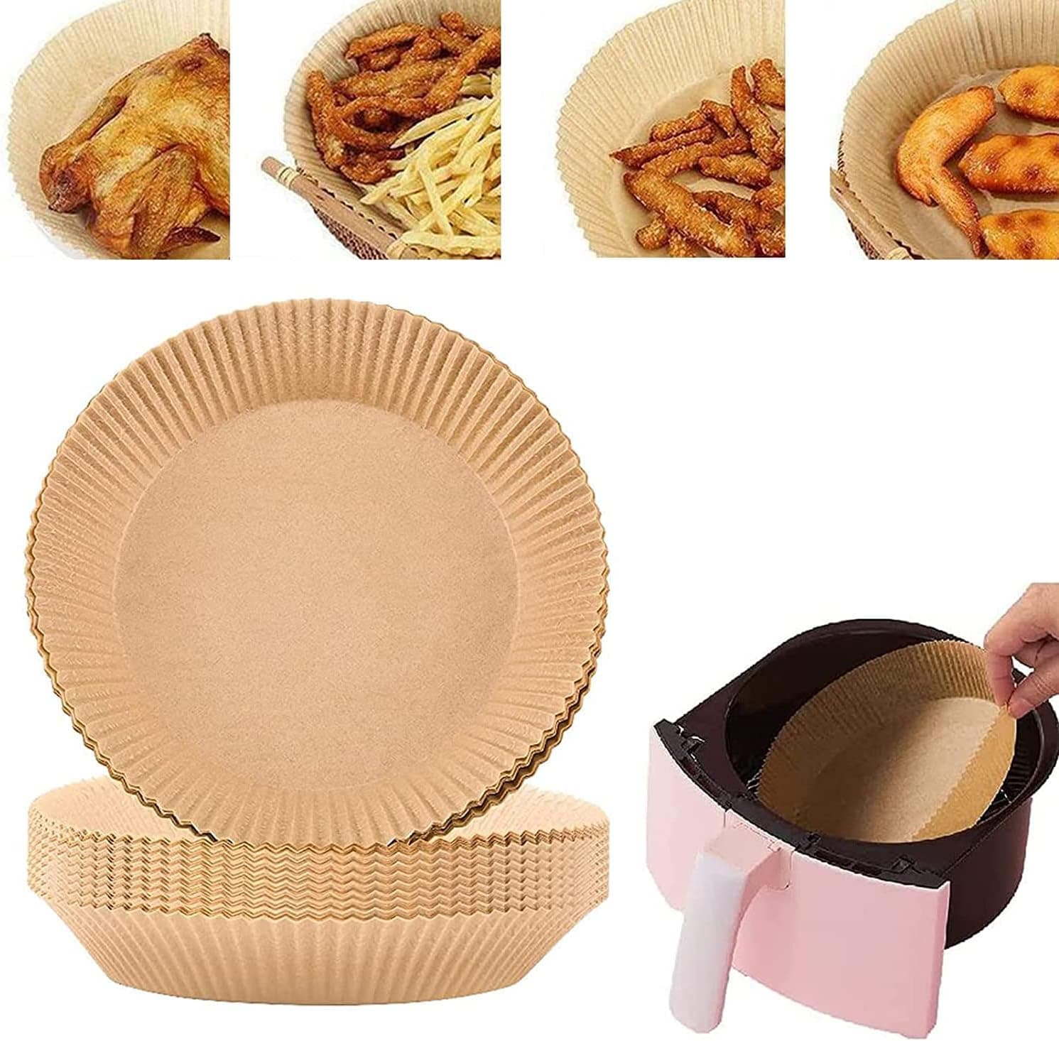 Air Fryer Disposable Paper Liner - Air Fryer Parchment Paper Liners - Non-Stick Air Fryer Paper - 6.3 Inch Round Parchment Paper Oil-Proof for Oven Air Fryer Baking Roasting Microwave Frying Pan