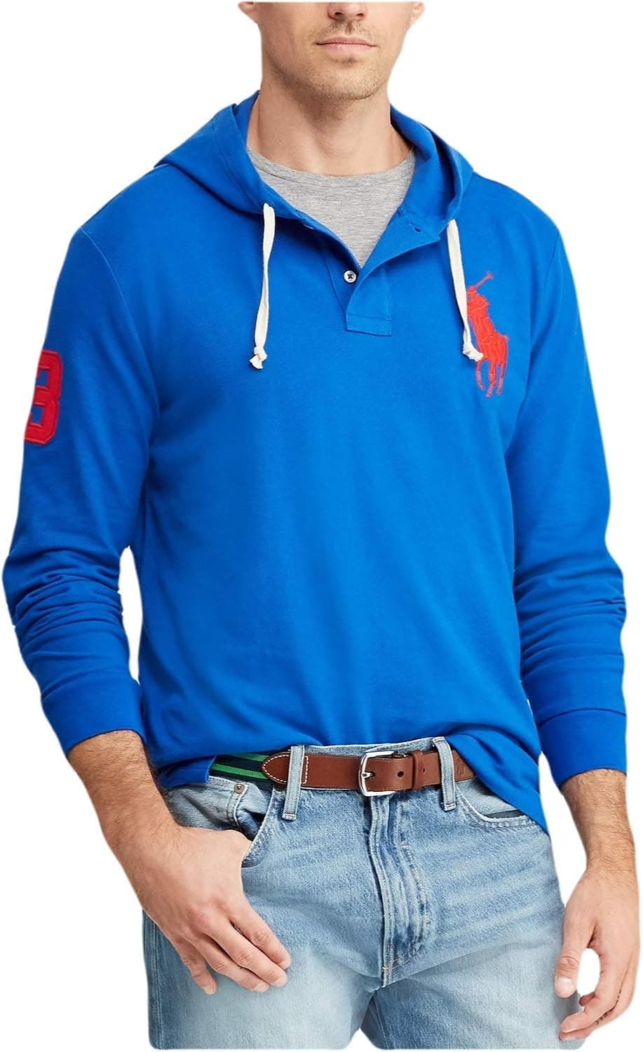 POLO RALPH LAUREN Mens Embroidered Sweatshirt Hoodie Blue XXL