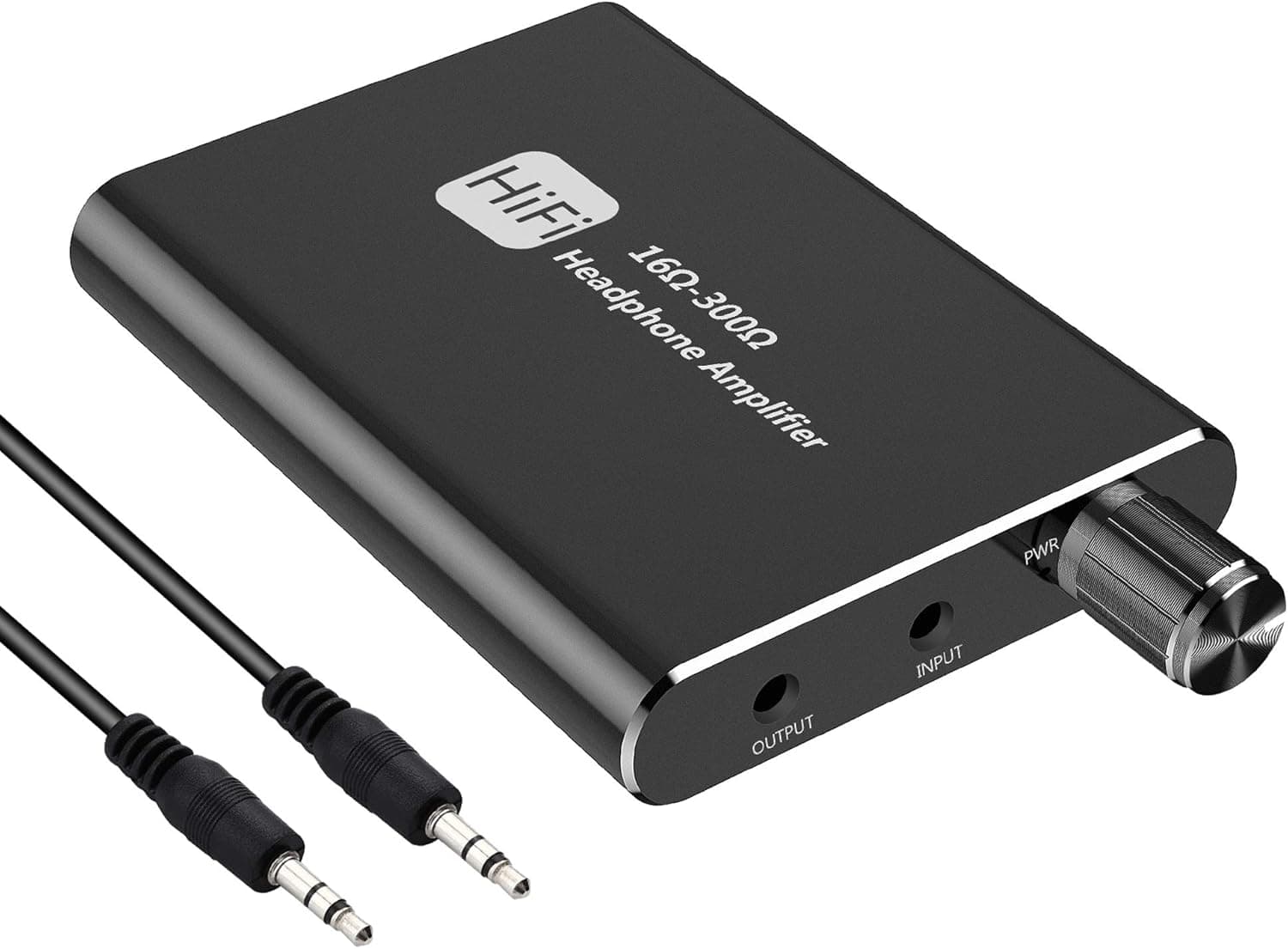 Headphone Amplifier Two-Stage Gain Switch, 3.5mm Portable Headphone Amp for MobilePhone & PC 3.5mm Stereo Audio Input Out