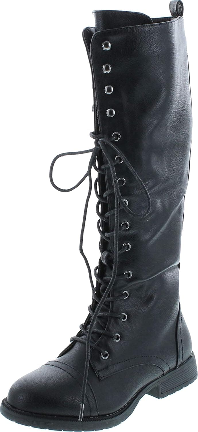 Nature Breeze Madge 02Kh Womens Knee High Lace Up Combat Boots