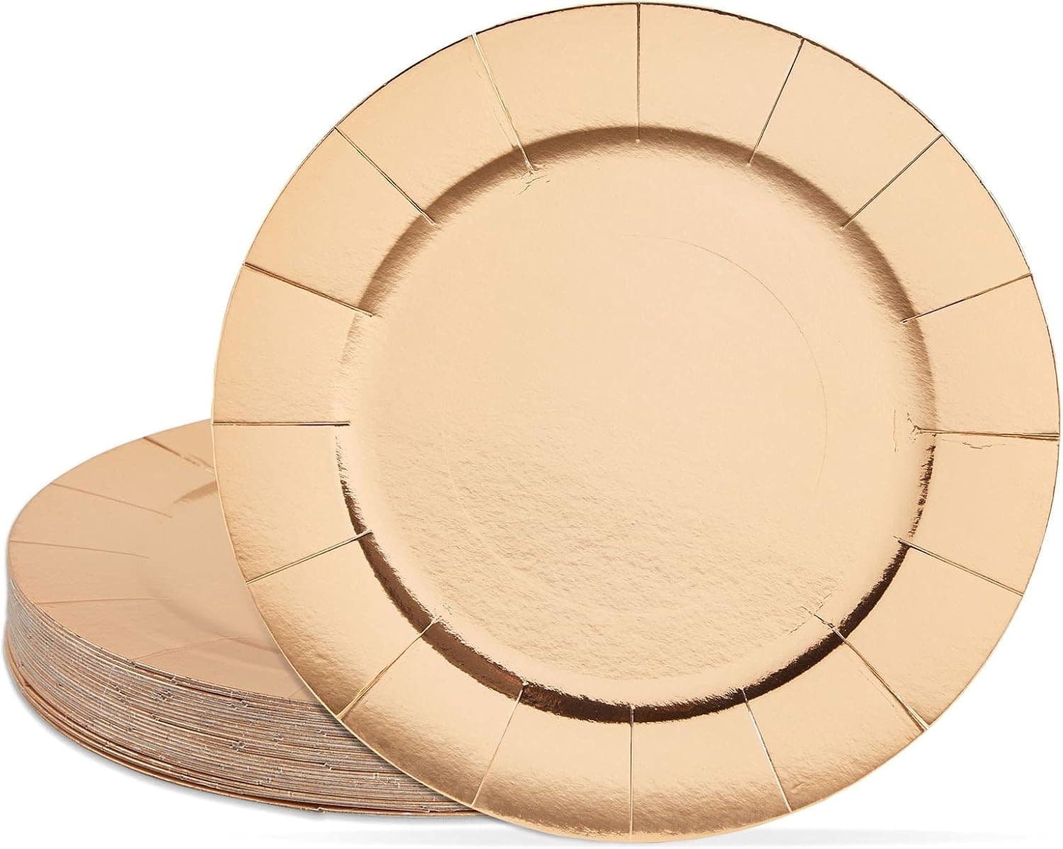 Sparkle and Bash Rose Gold Chargers for Dinner Plates, Birthday Party, Metallic Paper (13 In, 24 Pack)