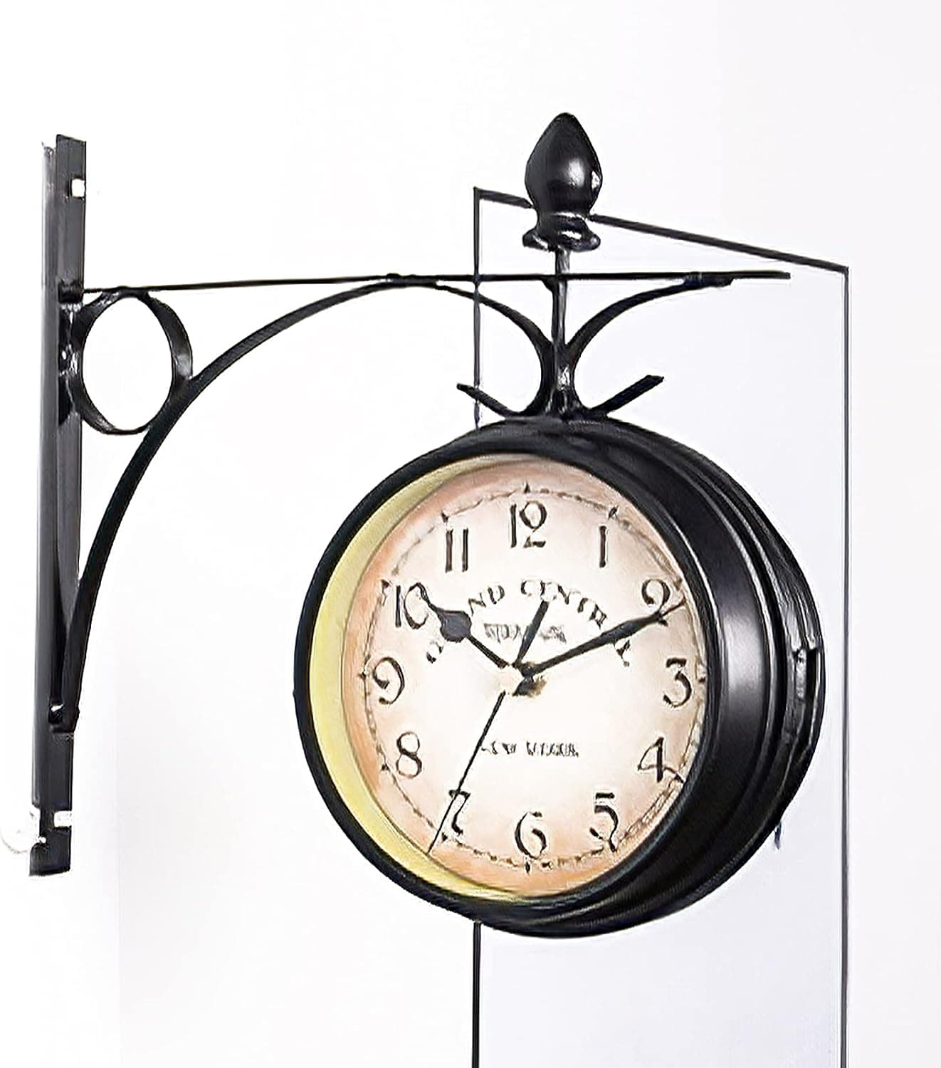 Retro Double-Sided Wall Clock,Double-Sided Wall Clock Station Retro Dial with Sturdy Housing Design for a Long Time, Clocks for Living Room Decor