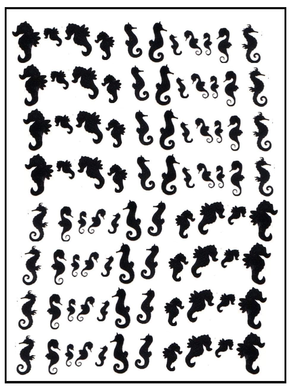 Seahorse Collection (Seahorse Peel n Stick Nail art Black)