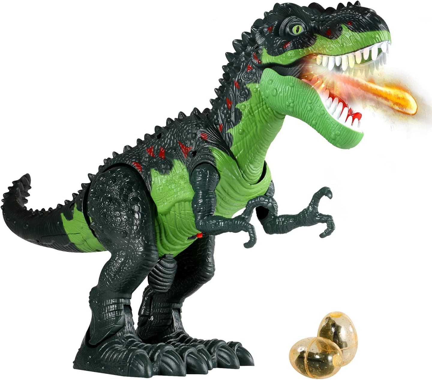 generetic Electronic Walking Dinosaur for Kids, Realistic Tyrannosaurus with Lights Eyes and Roaring Sounds for Boys Girls, Funny Dino Toy with Spray and Laying Eggs, TRex Toys