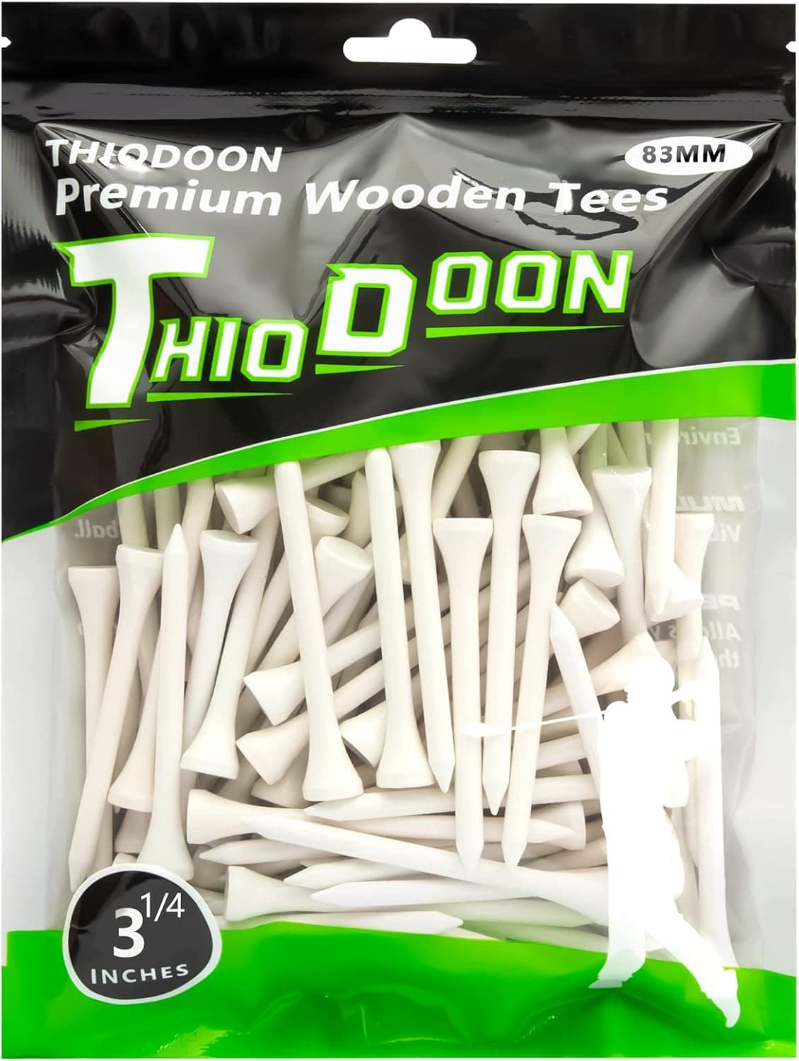 THIODOON Golf Tees Professional Natural Wood Golf Tees Pack of 100, Golfing Tees Multiple Colors Size 3-1/4 inch, 2-3/4 inch or 2-1/8 inch, Tall Golf Tees Bulk Reduce Side Spin and Friction