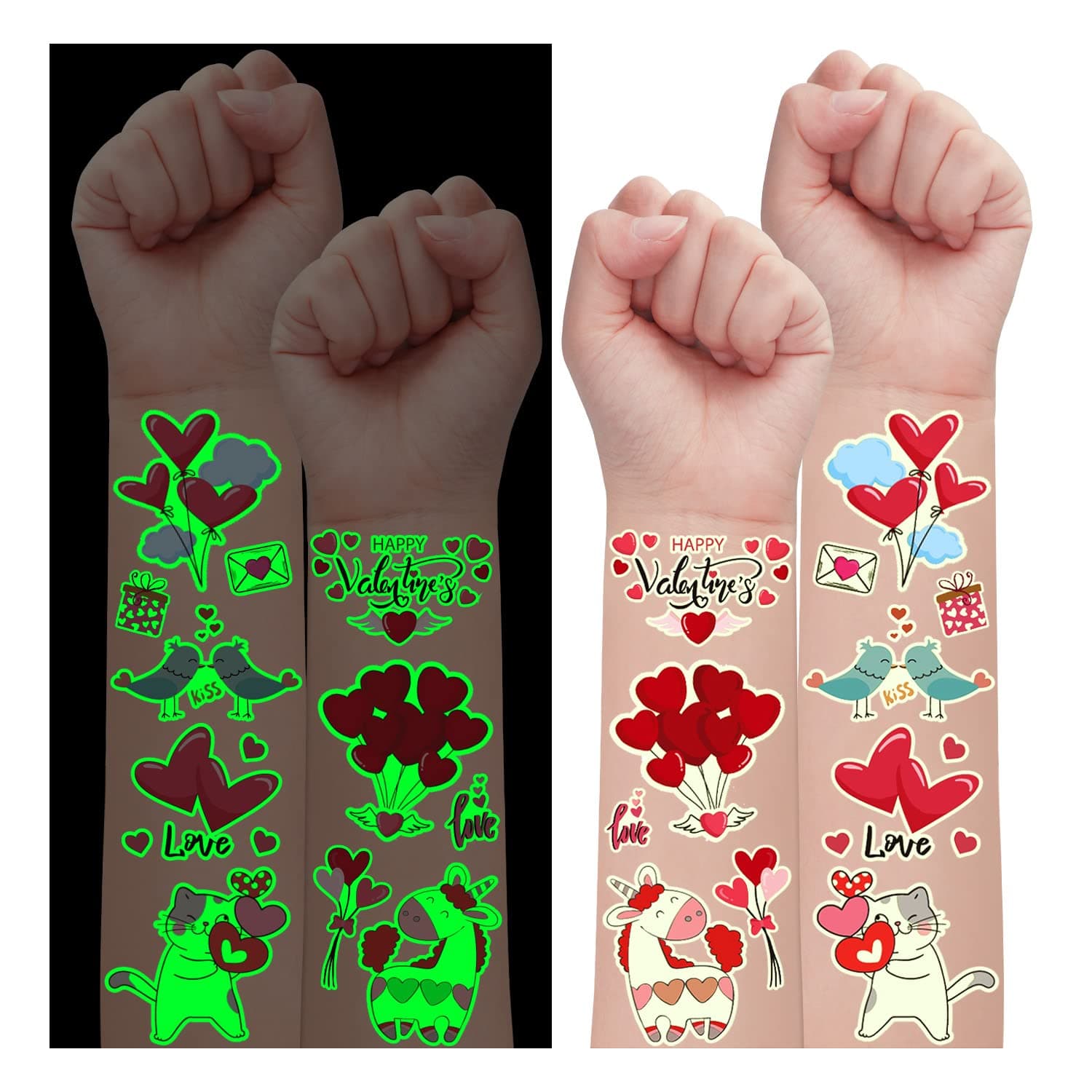 Partywind 28 Sheets (330 Styles) Valentines Day Temporary Tattoos for Kids Gifts, Valentines Day Decorations for Party Supplies Favors with Heart Tattoo Stickers, Exchange Gifts for Kids Classroom