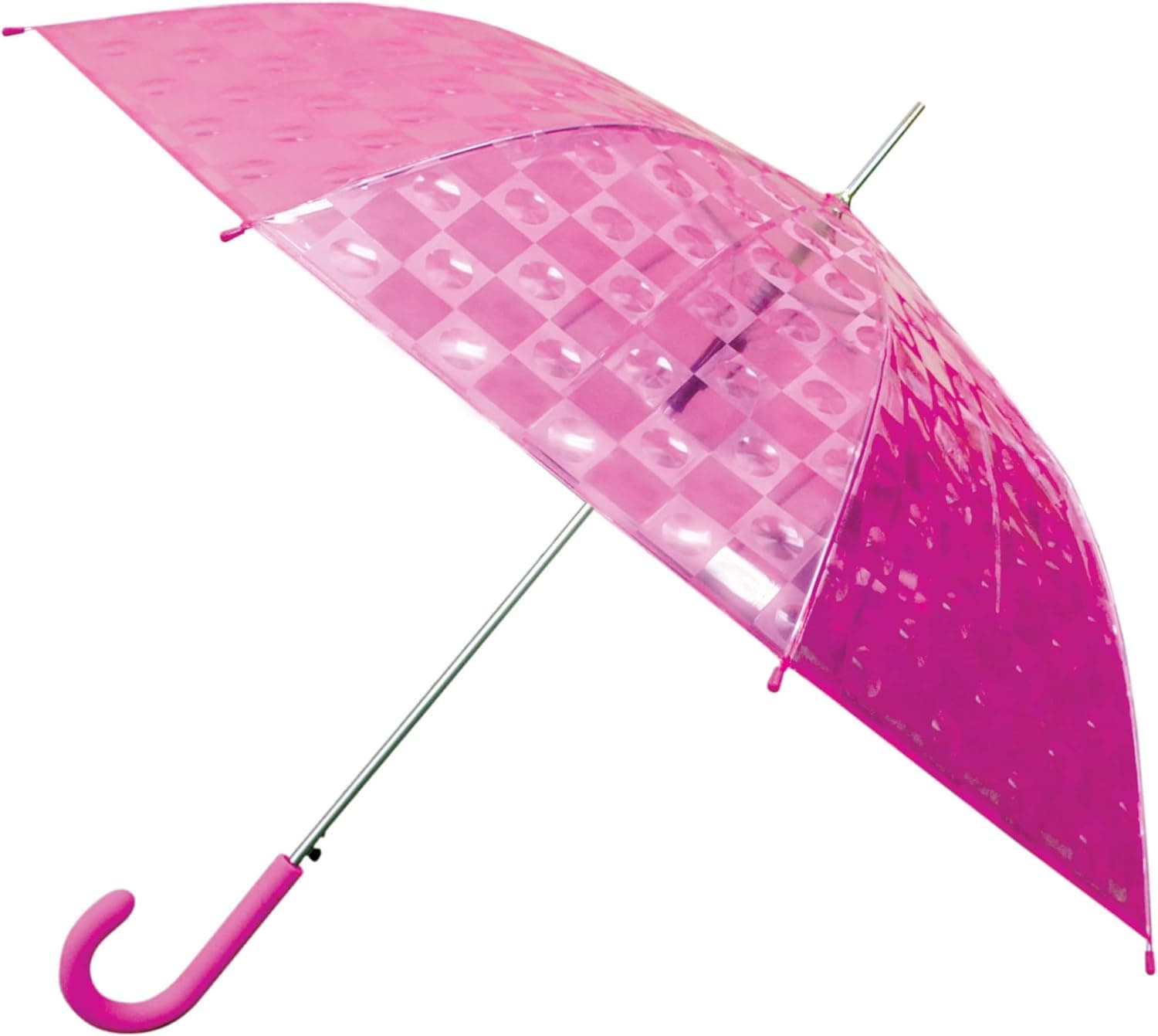 Weatherproof 48 Inch Clear Color Fashion Stick Umbrella, Pink Dot, One Size