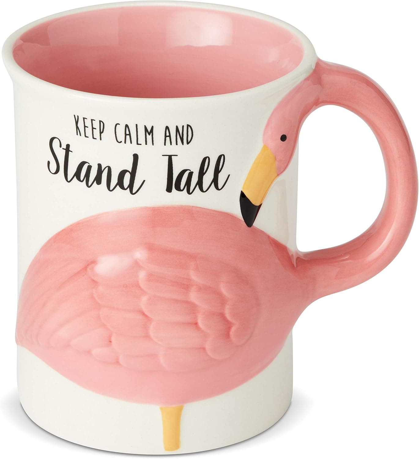 Enesco Our Name is Mud “Flamingo Flock” Sculpted, 16 oz. Stoneware Mug, 16 Ounces, Multicolor,6002634