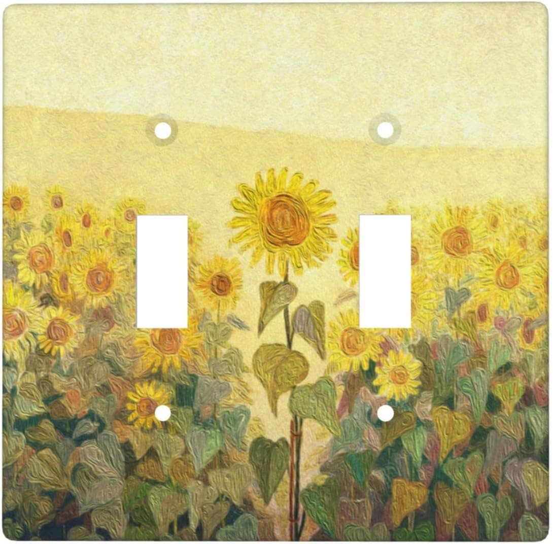 Sunflowers Painting Double Toggle Switch Plate 2 Gang Toggle Light Switch Cover Wall Plate
