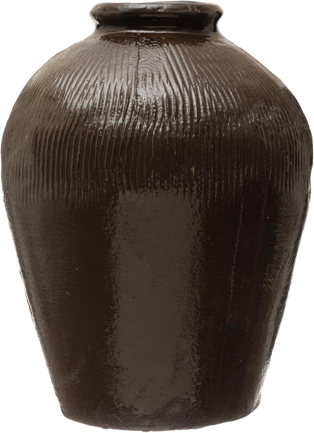 Creative Co-Op Found Decorative Textured Clay Jar, Brown Reactive Glaze, 15''
