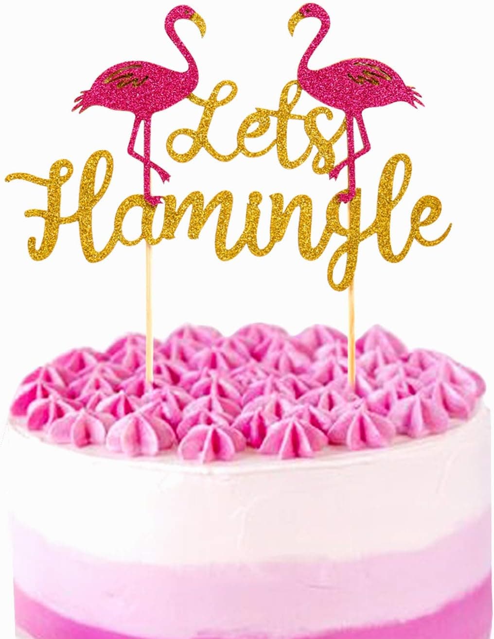 Let's Flamingle Cake Topper for Summer Tropical Hawaiian Luau Flamingo Party Bachelorette Party Bridal Shower Party Decorations Supplies
