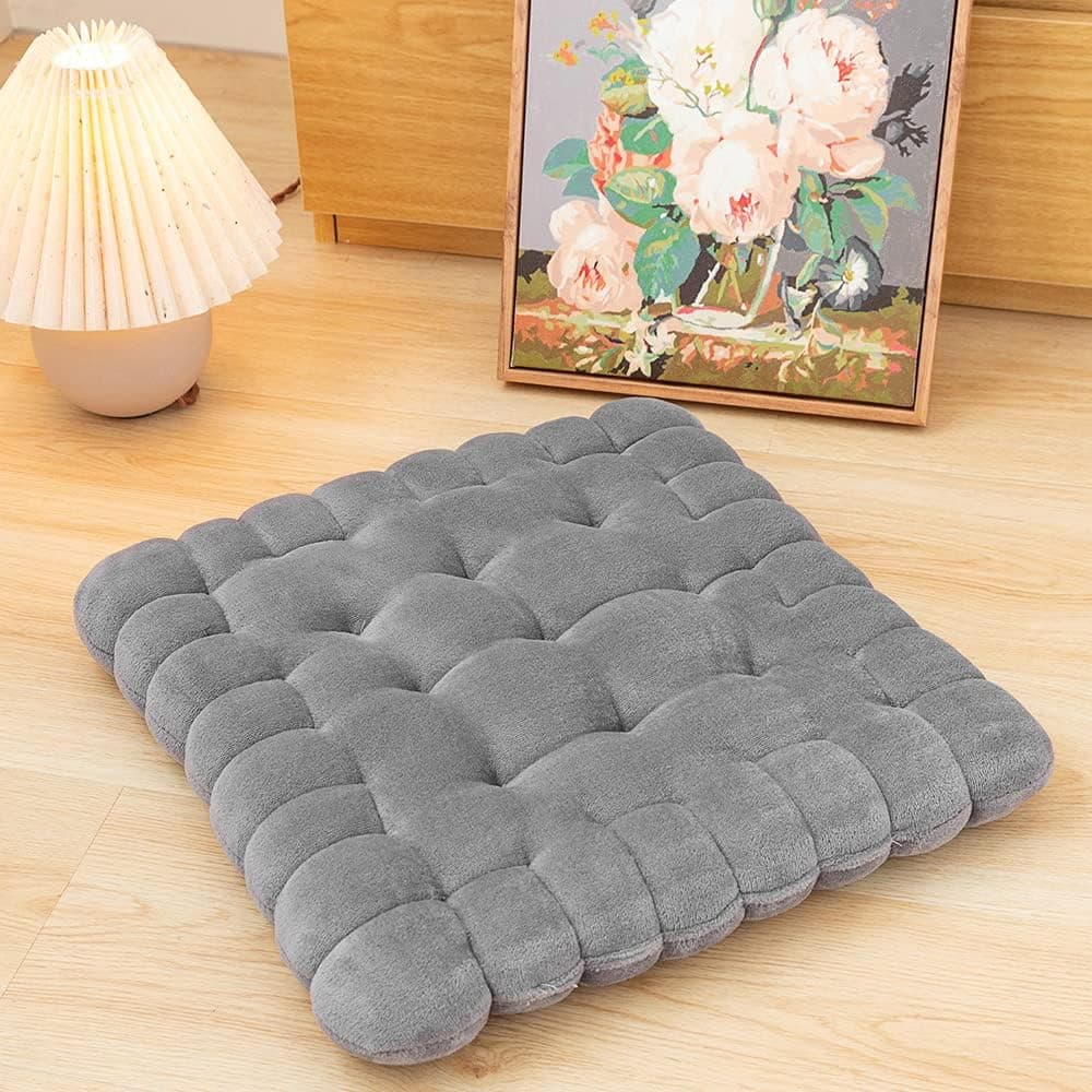Donaness Meditation Milk Silk Fabric Square Floor Pillow Square for Yoga Living Room Balcony Kids Playing Room Party Outdoor Decoration 16 x 16inch Grey