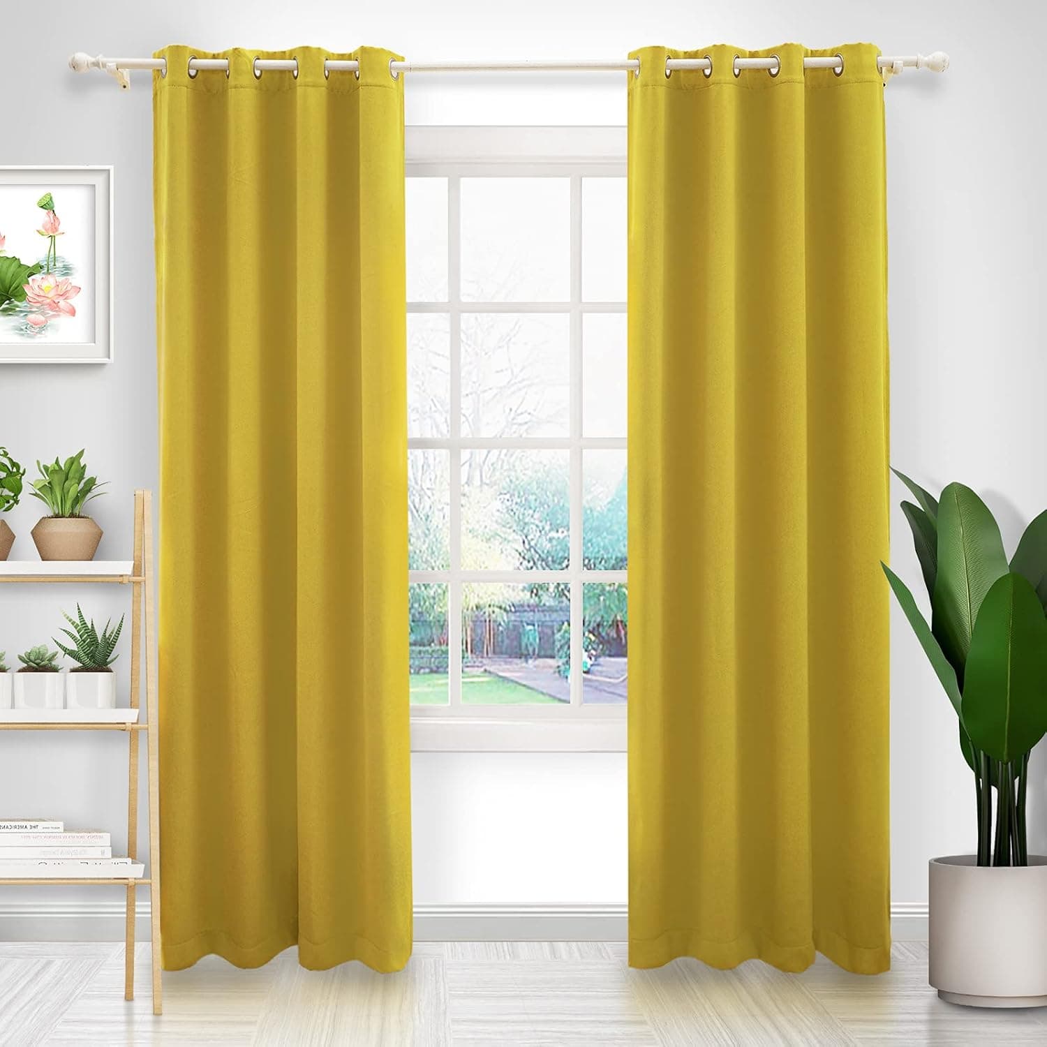 Liiopoz Yellow Blackout Curtains 84 Inches Long Curtains for Bedroom Living Room 2 Panels Set Insulated Grommet Window Curtains (52x84 Inch, Yellow)
