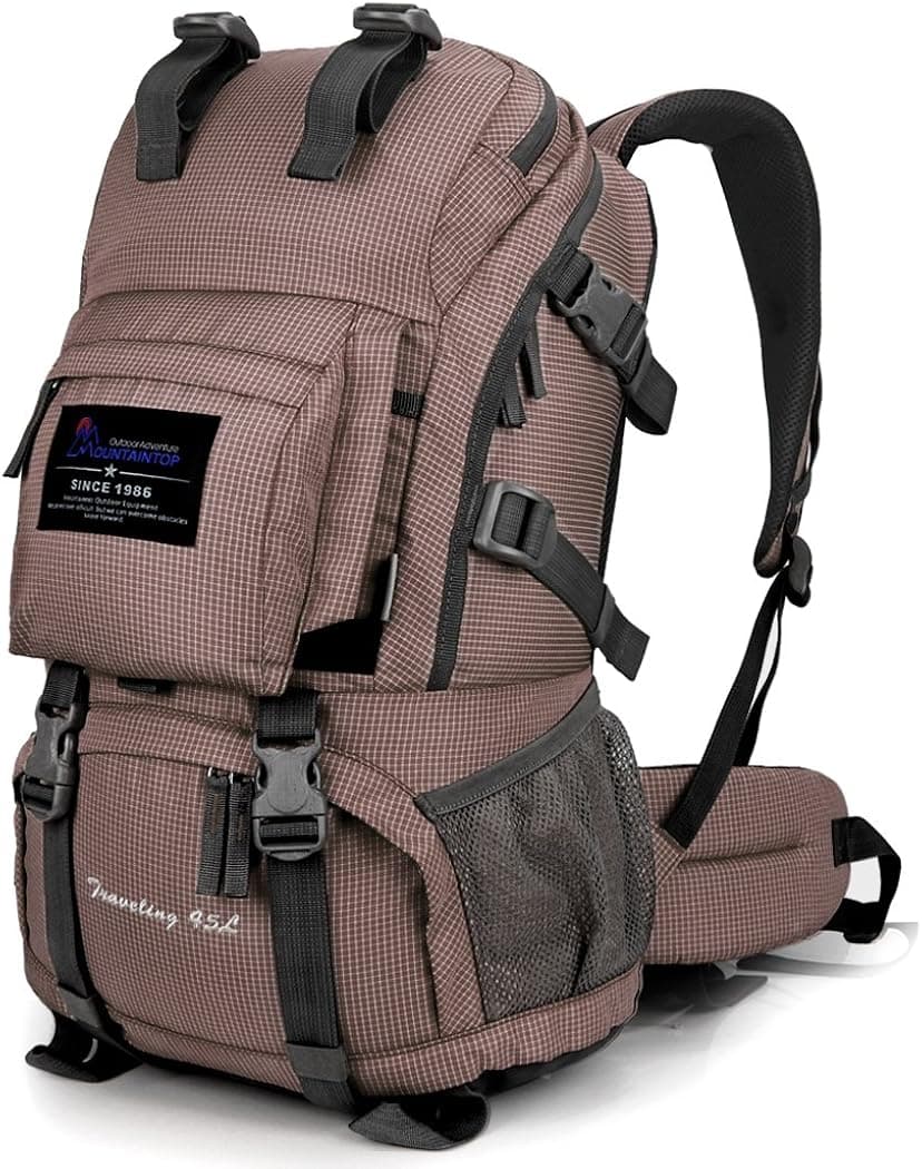 MOUNTAINTOP 55L/65L Internal Frame Backpack Hiking Backpack with Rain Cover-5822III