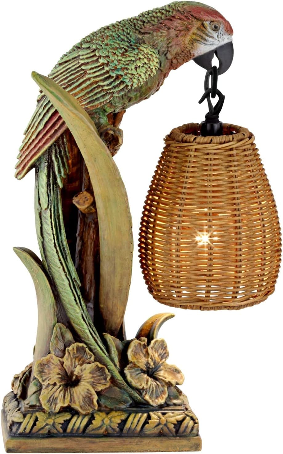 Pacific Coast Lighting Parrot Paradise Lantern Resin Table Lamp in Multi-Color