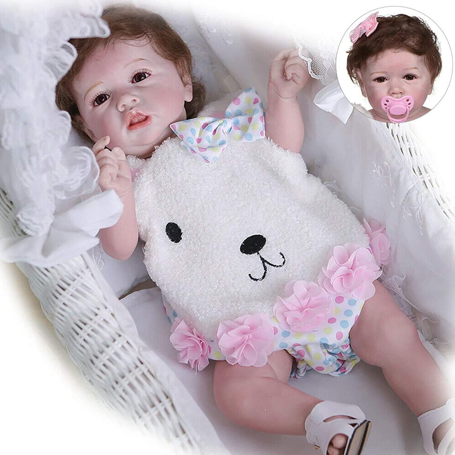 Zero Pam 22 inch Reborn Baby Dolls Relistic Full Body Soft Silicone Vinly Waterproof Anatomically Correct Toddler Girl Dolls Bathable for Kids 3Y+