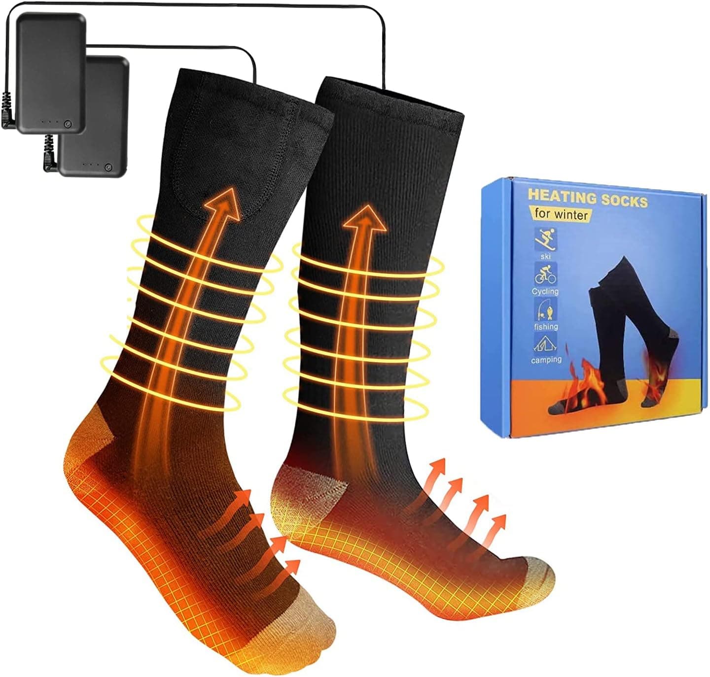 Heated Socks for Women Men,Electric Heating Socks with Rechargable Battery and 3 Level Heating,Washable Winter Foot Warmers Cold Heat Socks for Camping Fishing Cycling