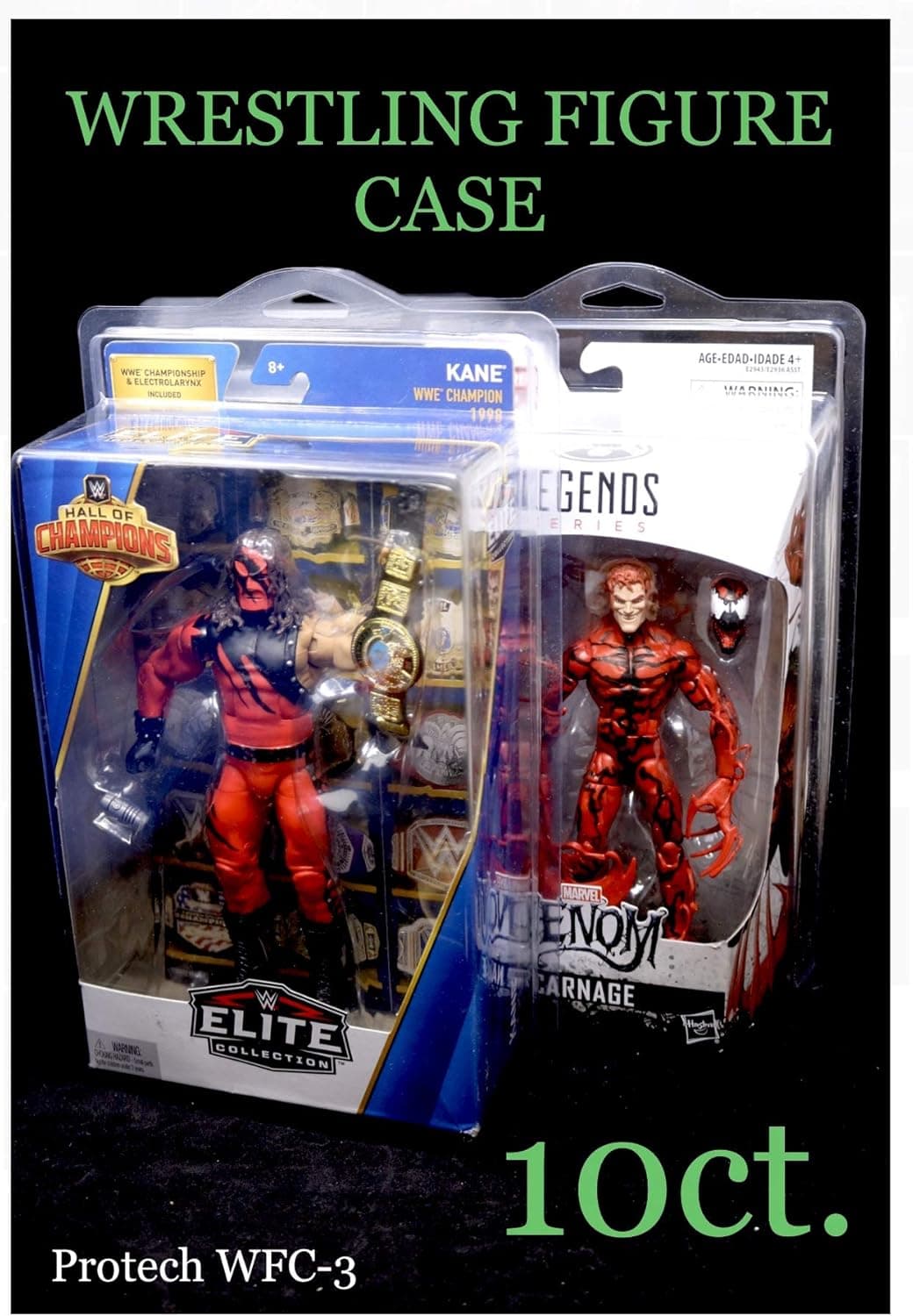 Protech Wrestling Figure Case for Mattel WWE Elite Figures Series 54+ Pack of 10 Protective Cases (Also Can Be Used for Hasbro Marvel Legends) WFC-3