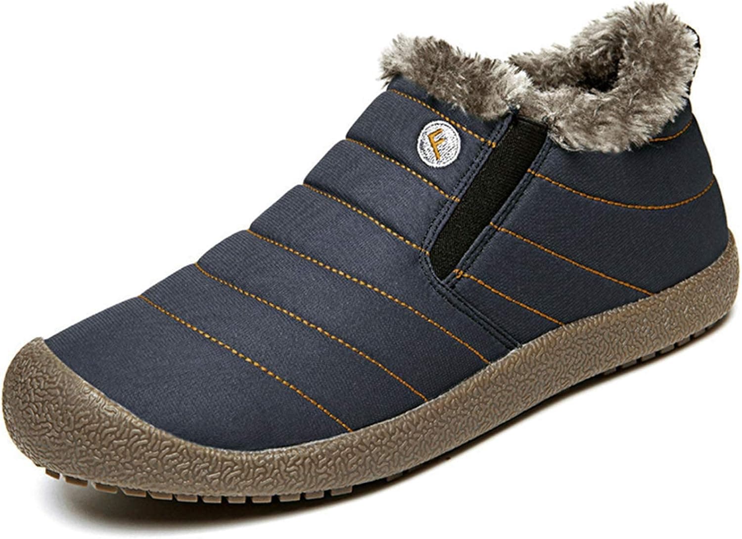 Waterproof Classic Snow Sneakers Boots Fur Lined Ankle Outdoor Comfortable Booties Anti-Slip Winter Shoes for Womens Mens Blue 45