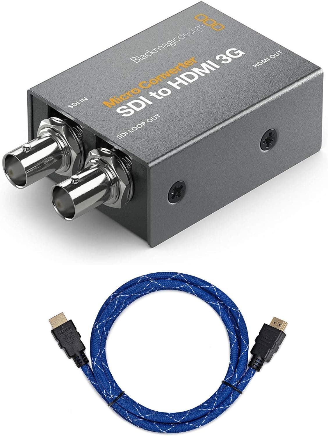 Blackmagic Design Micro Converter HDMI to SDI 3G (with Power Supply) with Knox Gear 4K Nylon Braided HDMI Cable Bundle (2 Items)