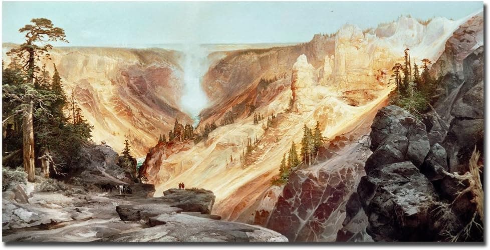 The Grand Canyon of Yellowstone, 1872 by Thomas Moran, 24x47-Inch Canvas Wall Art