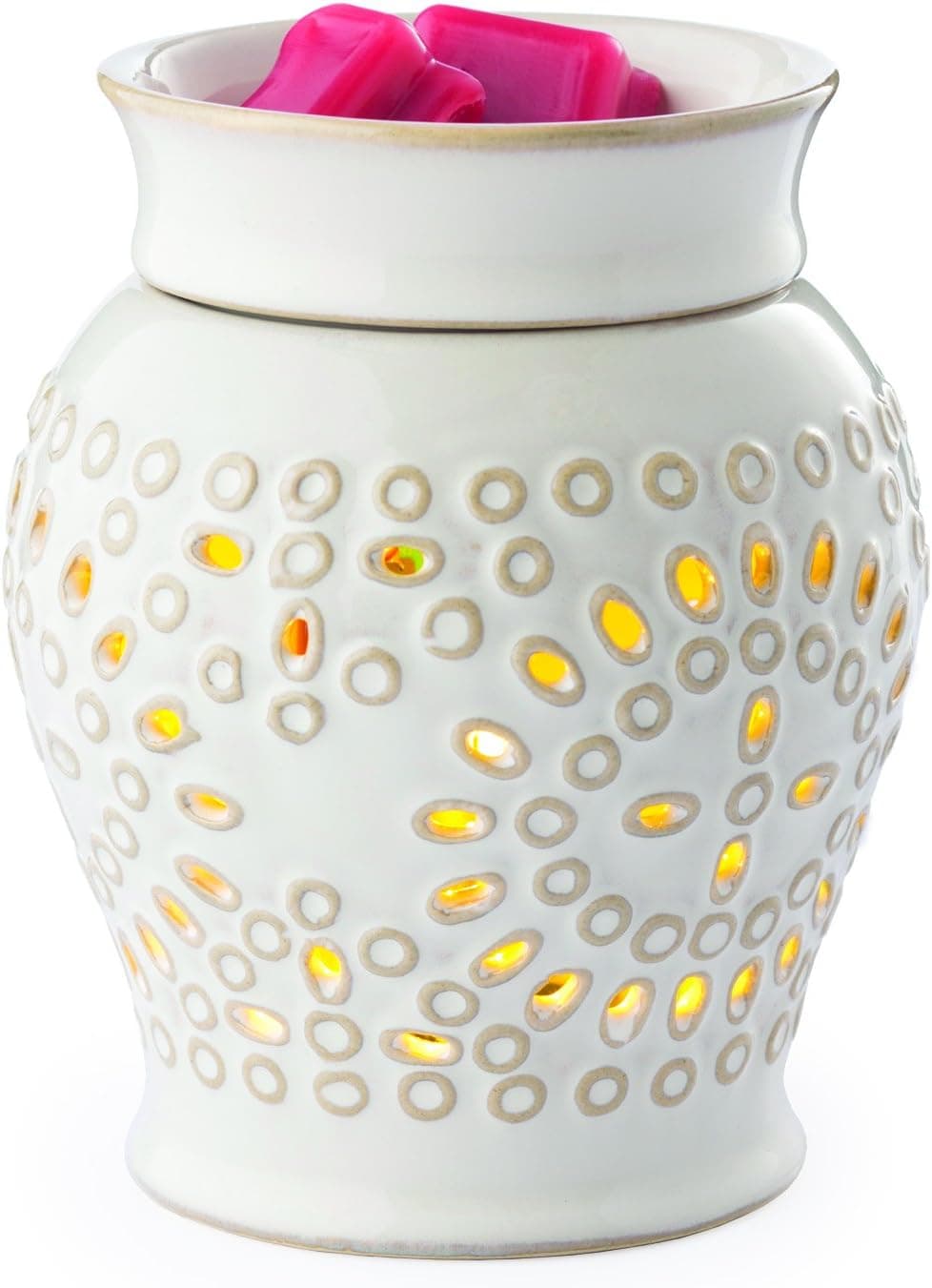 CANDLE WARMERS ETC 2-in-1 Candle and Fragrance Warmer for Warming Scented Candles or Wax Melts and Tarts with to Freshen Room, Casablanca
