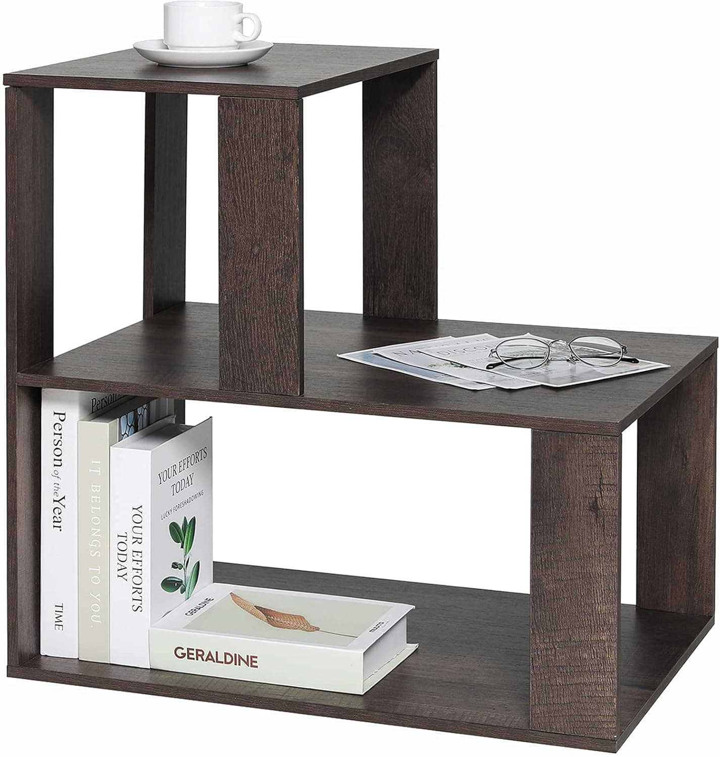 Iwell Tall Nightstand for Bedroom, Wood Bedside Table for Small Space, End Table, Side Table with Storage, Easy Assembly, Dark Walnut