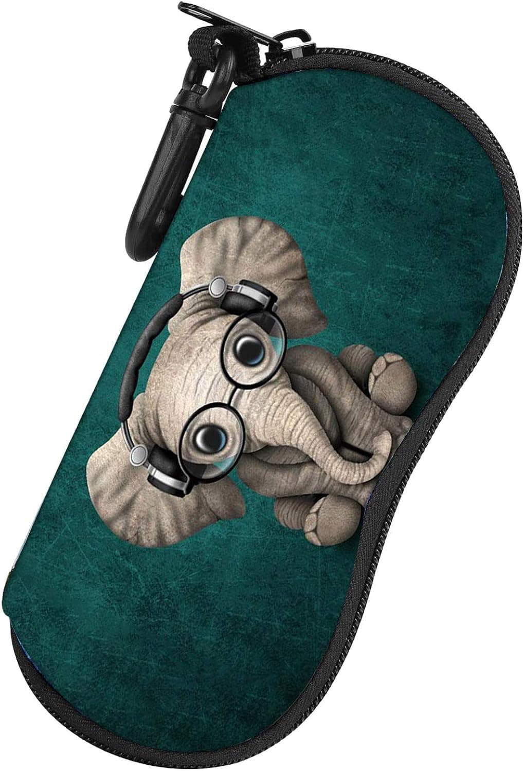 Britimes Sunglasses Soft Case Ultra Light Portable Eye Glasses Bag Multifunction Zipper Eyeglass Case with Belt Clip Glasses Elephant