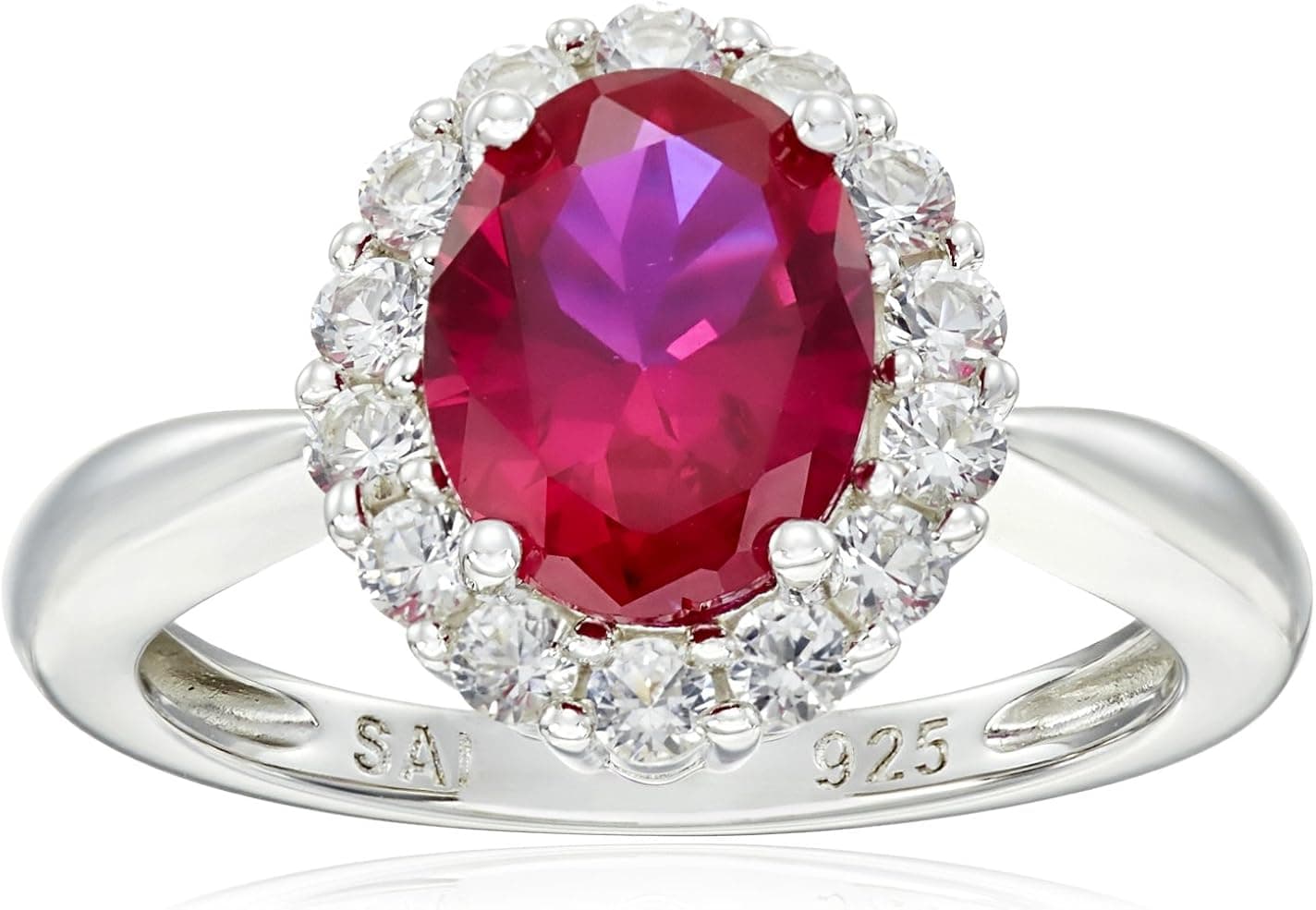 Amazon Collection Sterling Silver Created Gemstone and Created White Sapphire Ring