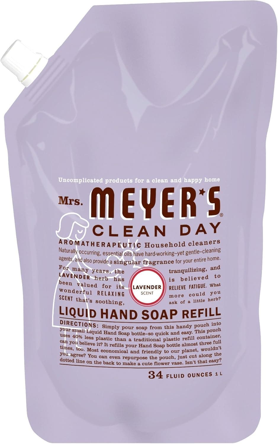 Mrs. Meyer's Liquid Hand Soap Refills, Lavender 1 liter (34 fl.oz.) (Pack of 6)