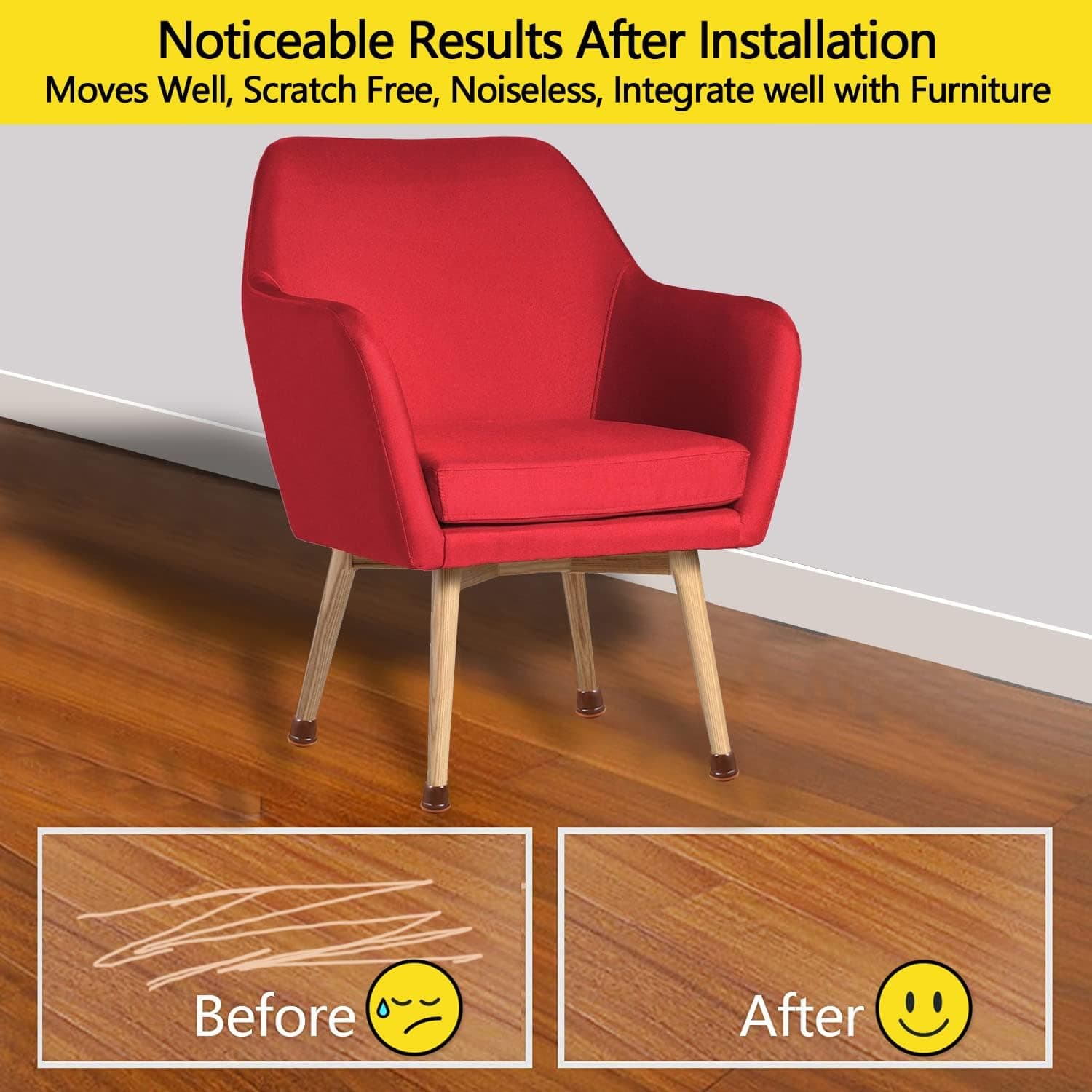 Brown Silicone Chair Leg Floor Protectors with Wrapped Felt, Extra Small Chair Leg Caps, Silicon Furniture Leg Feet Cup, Protect Hardwood Floor from Scratches 16 Pcs (Round, Brown - Fit 0.5-0.8")