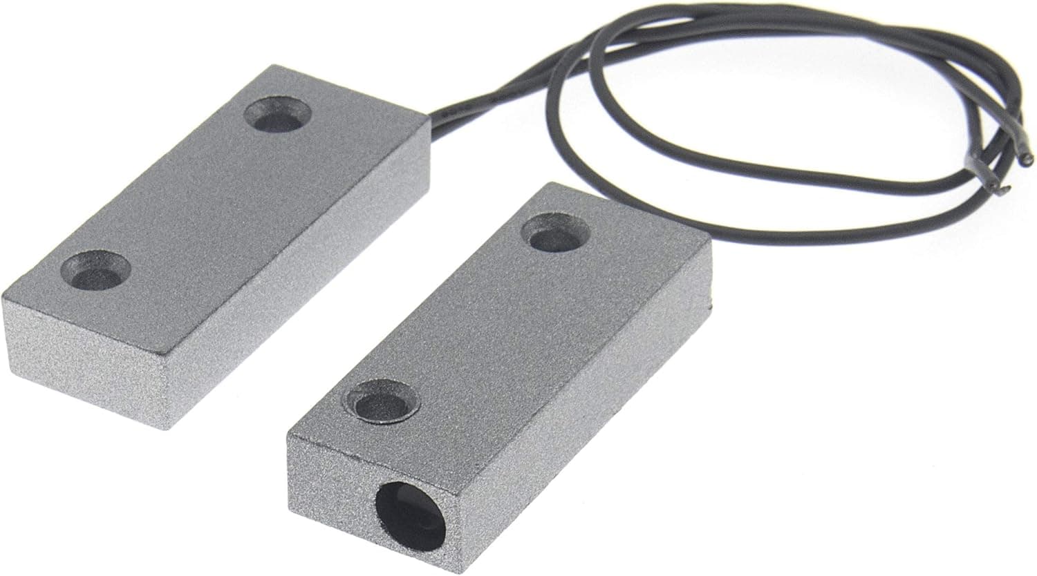 RESALET Magnetic Reed Switch Alarm NC Normally Closed Surface Mount Wired Contact Sensor for Gate Garage Window Door Security System Silver Gray MC-59