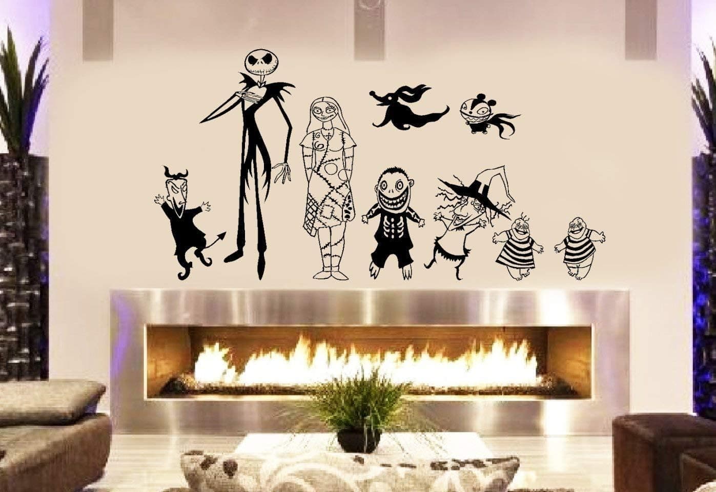 Disney Nightmare Before Christmas Jack Skellington and Family Vinyl for Living Room Bedroom Game Room Wall Windows Halloween Decal Sticker 20x40 Inches Black