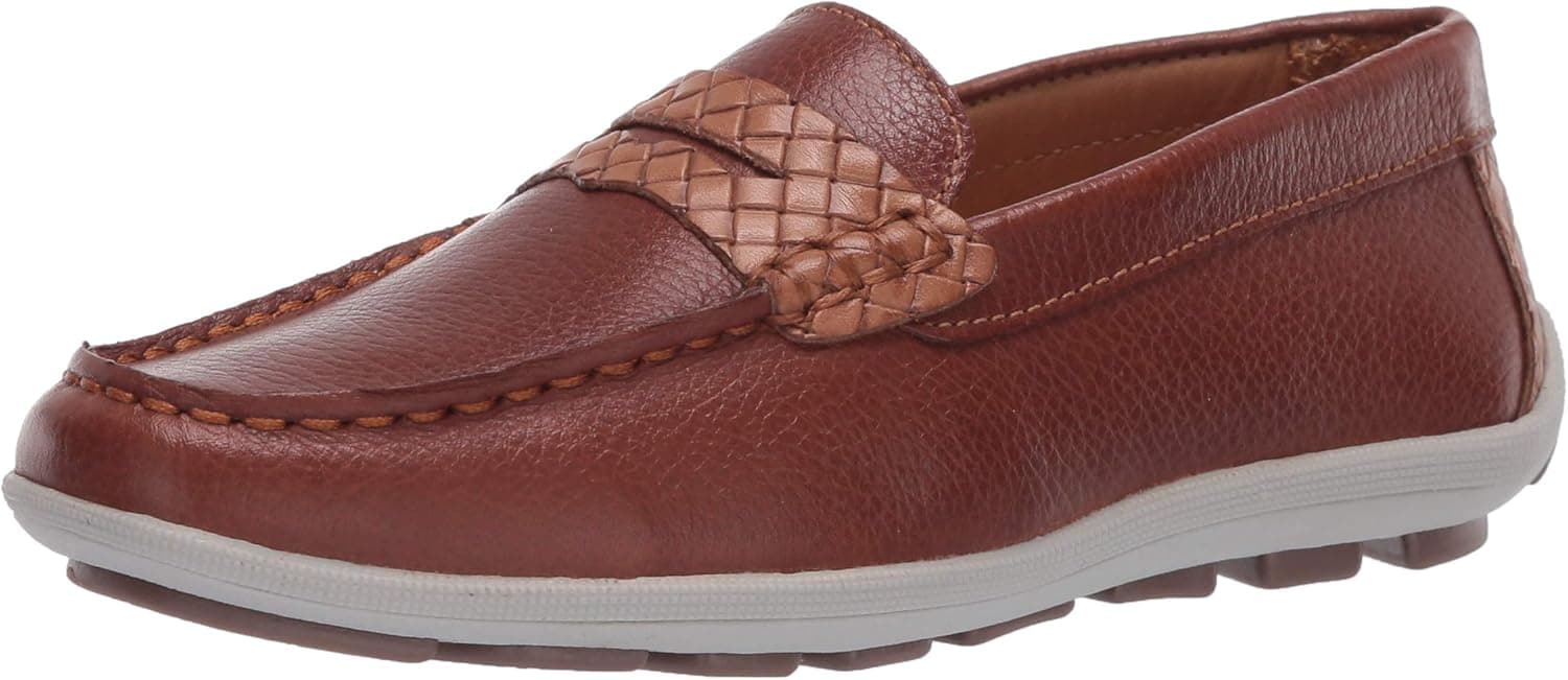 Driver Club USA Unisex-Child Kids Made in Brazil Fashion Leather Driving Loafer with Penny Detail
