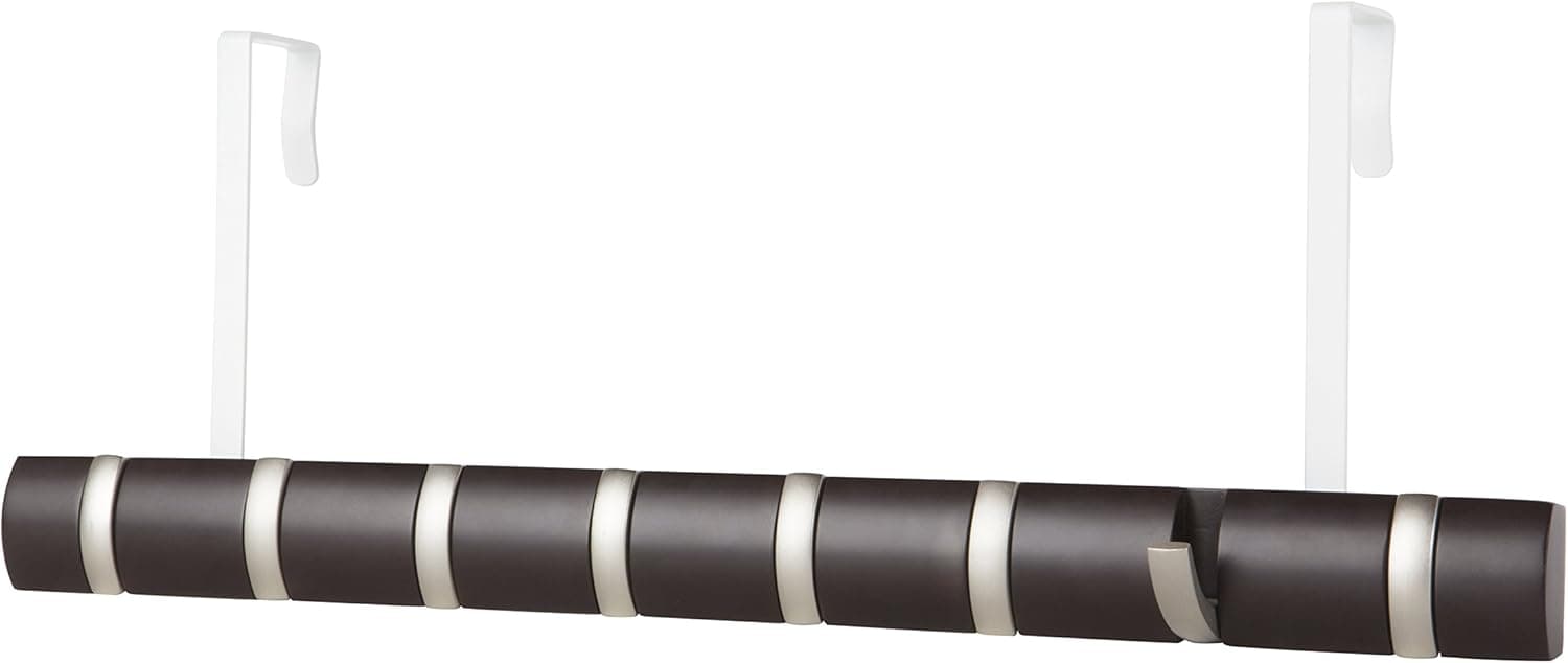 Umbra Mini Flip(R) Hook Wall-Mount Rack/Rail, Espresso/Nickel