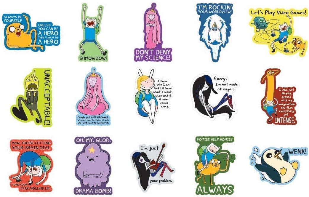 Adventure Time New Stickers - Series 3 - Complete Set of 15 Large Stickers (Includes Jake, Finn, Princess Bubblegum, Ice King, BMO, Marceline and More..)