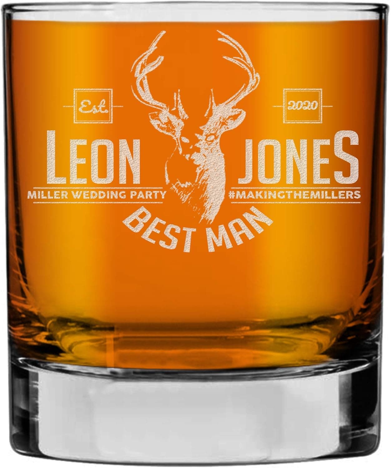 Personalized Etched 10.25oz Whiskey Rocks Glass Groomsmen Gifts, Jones