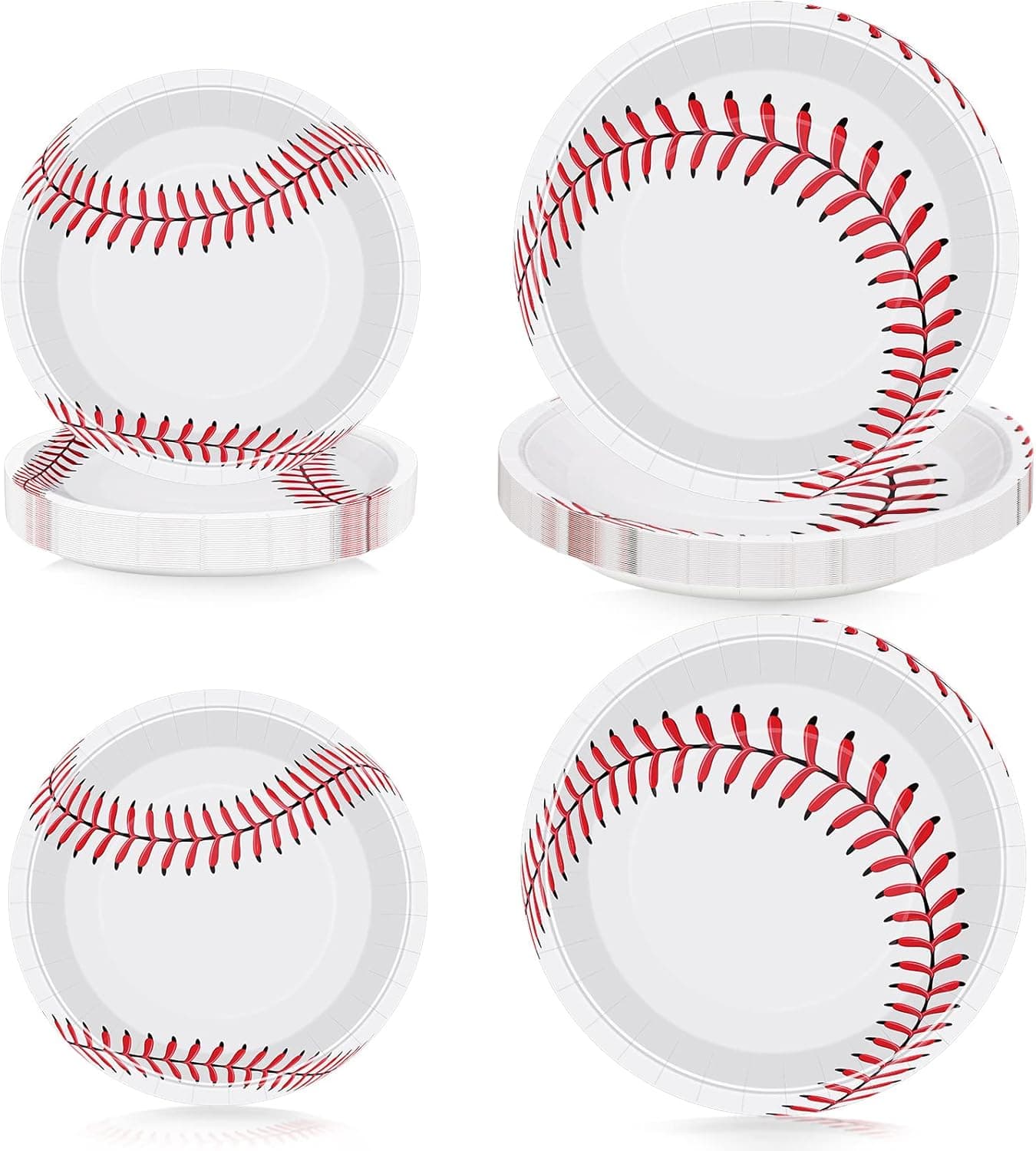 ADXCO 48 Pack Baseball Plates 9 Inch and 7 Inch Round Baseball Themed Paper Plates Baseball Dinner Plates for Baseball Birthday Party Decor Supplies