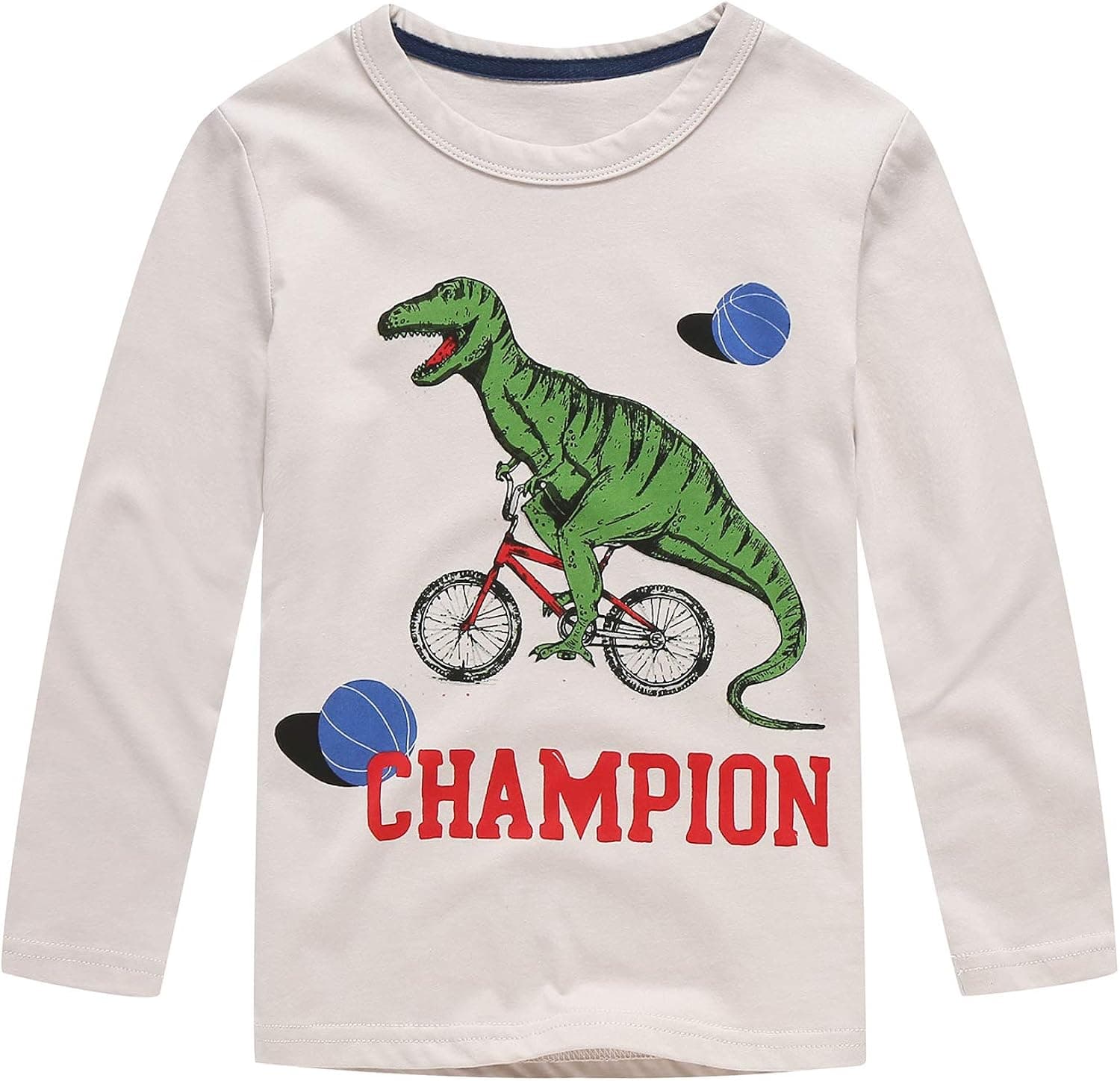 HowJoJo Boys Dinosaur Shirt Kids Cotton Long Sleeve T-Shirts Crew Neck Graphic Tees