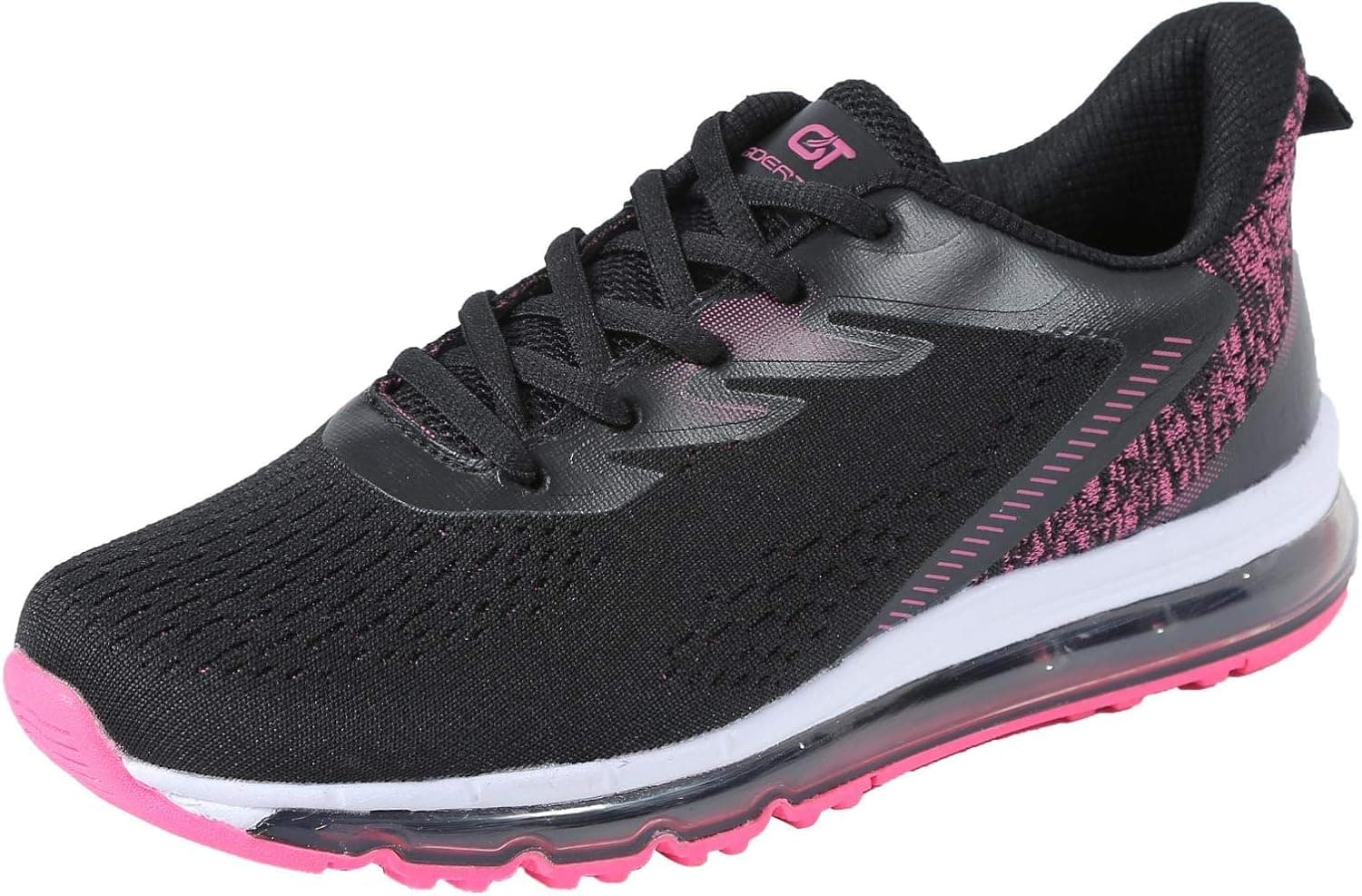 GT GOERTEK Women's Air Walking Running Sneakers Lightweight Breathable Cushion Athletic Gym Tennis Shoes(US Size 5-10 Black/LT.Grey/DK.Grey)