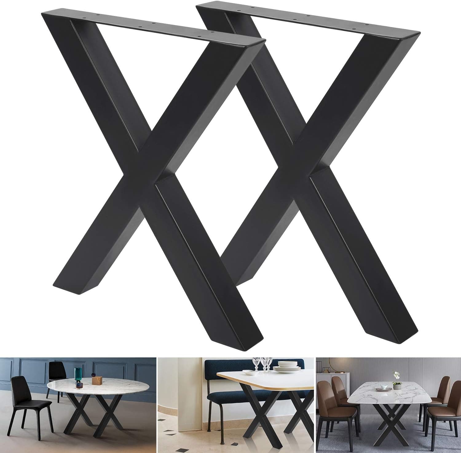 forimo Set of 2 Industrial Country Style Steel Table Legs 28”x24” Dining Table Legs 28”Height 24”Wide Office Table Legs Computer Desk Legs Steel Heavy Duty Bench Legs Table Legs DIY Iron Bench Legs