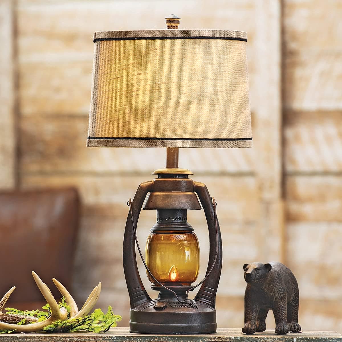 Black Forest Décor Vintage Lantern Table Lamp - Rustic Cabin Décor