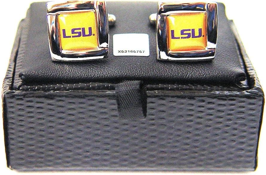 NCAA LSU Tigers Square Cuff Links, Team Color, 4