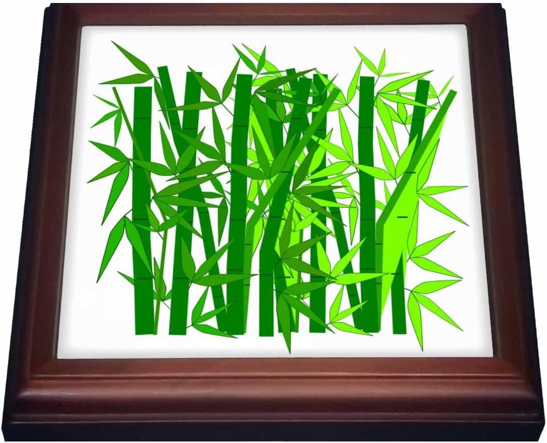3dRose Lime N Dark Green Bamboo Trivet with Ceramic Tile, 8 by 8", Brown