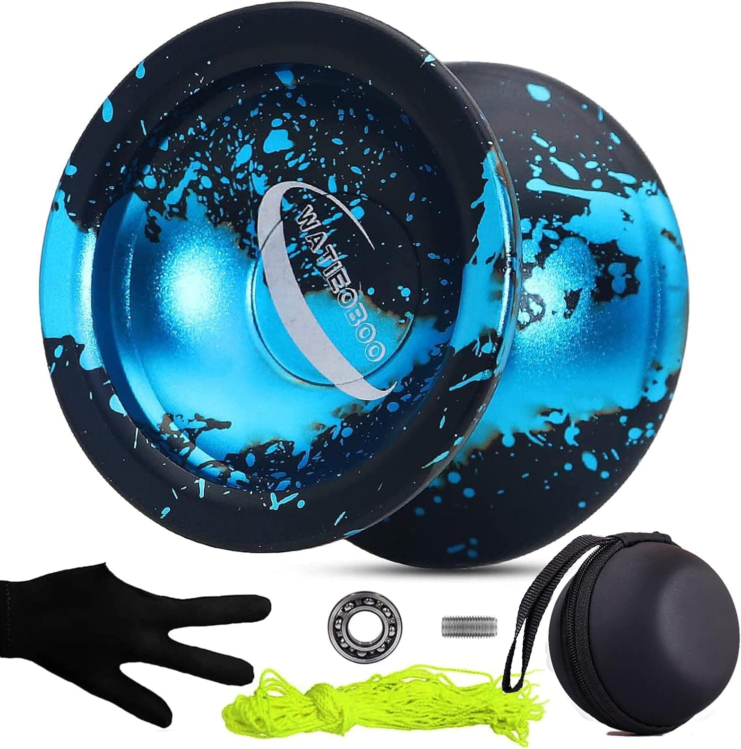 WATIEOBOO Unresponsive Yoyo Professional, Aluminum Yoyo for Kids, Beginner Yoyo Ball, for Advanced Yo-Yos Players with U Type KK Bearing + Yo-Yo Storage Bag + Glove and 10 Replacement Yoyos Strings