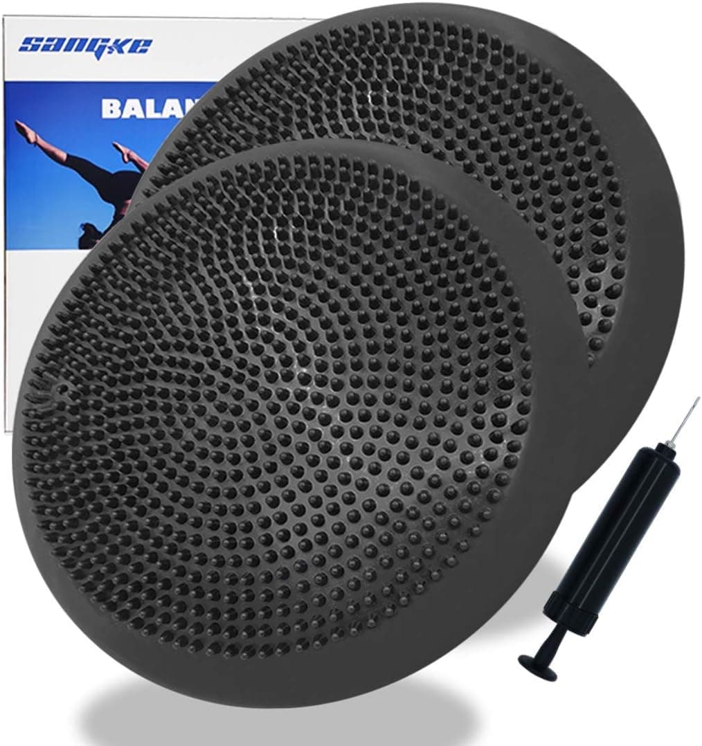 Sangke Inflated Stability Wobble Cushion/Exercise Fitness Core Balance Disc for Home or Office Desk Chair & Kids Alternative Classroom Sensory Wiggle Seat- Pump Included