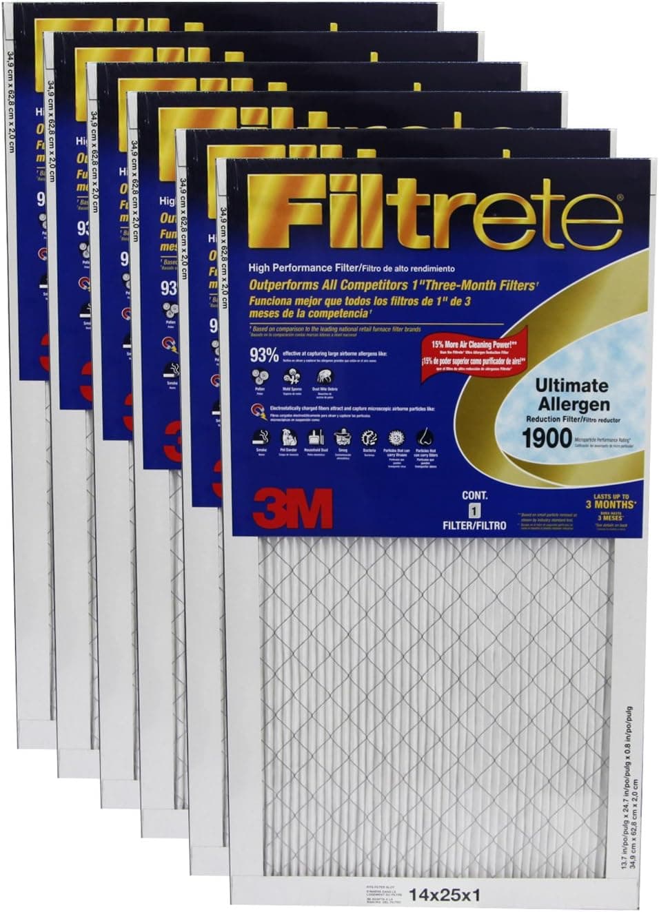 14x25x1 3M Filtrete Ultimate Allergen Filter (6-Pack)