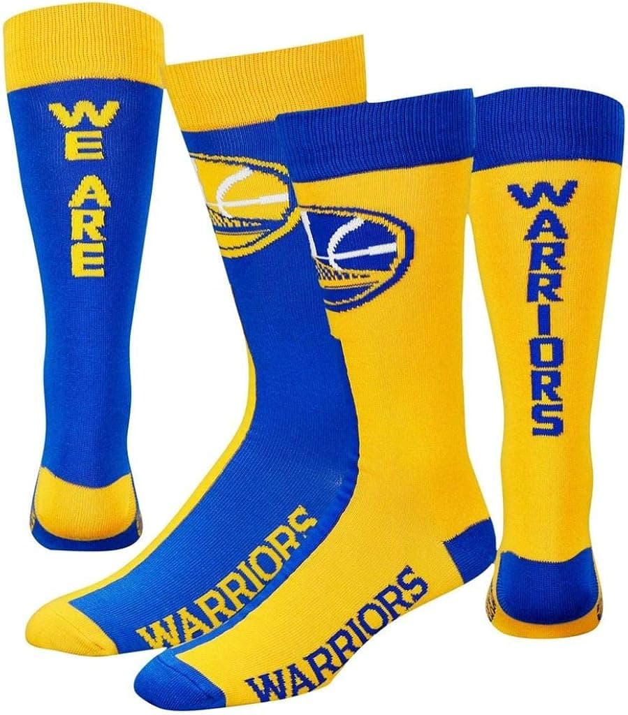 For Bare Feet Golden State Warriors We are Warriors Big Top Mismatch Crew Socks Size Large 10-13